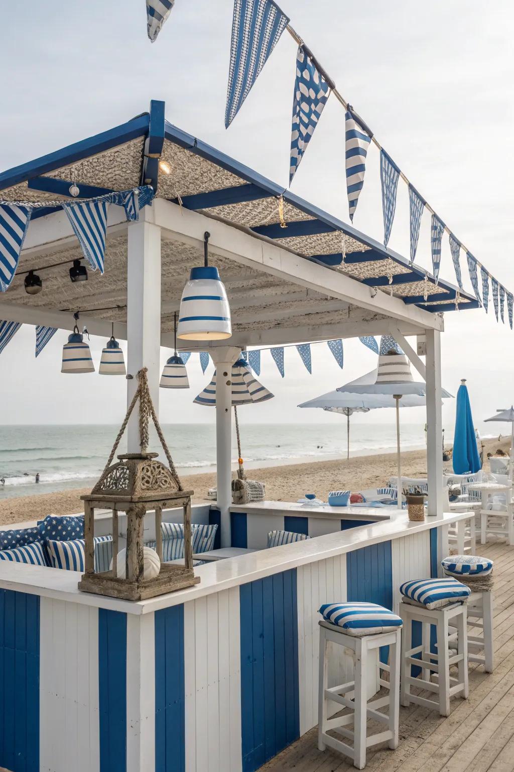 A coastal retreat gazebo bar for a beachy vibe.