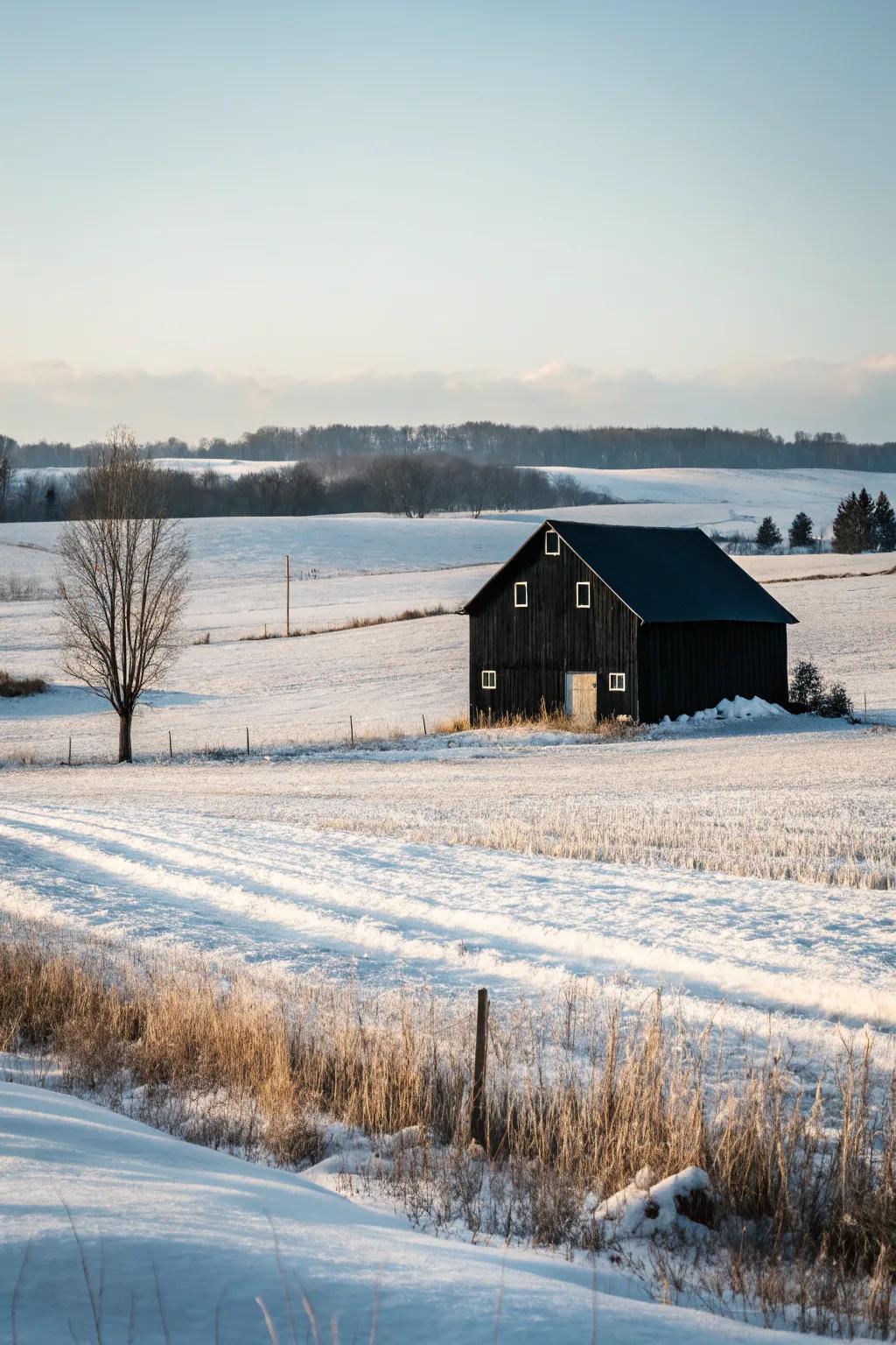 A striking black barn making a bold statement.