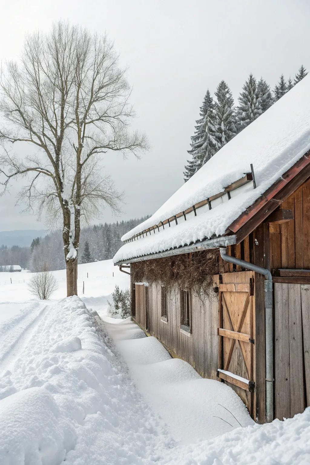 Snow guards protect gutters from heavy snow accumulation.
