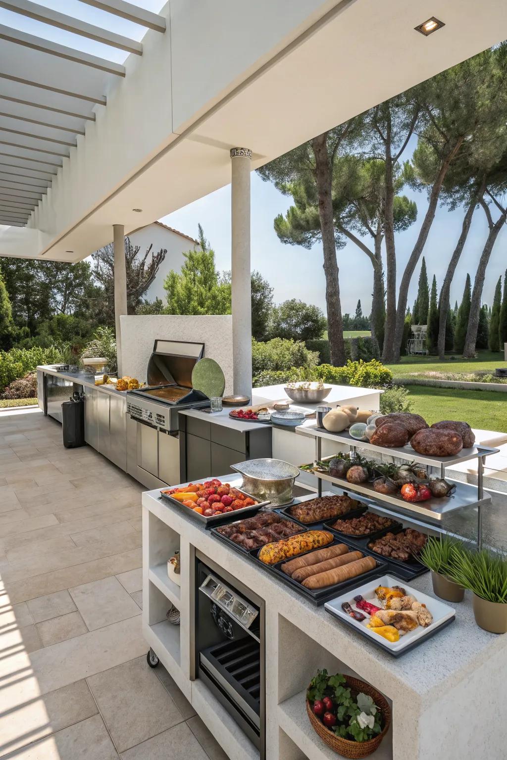 A functional layout ensures your BBQ station is both efficient and enjoyable.