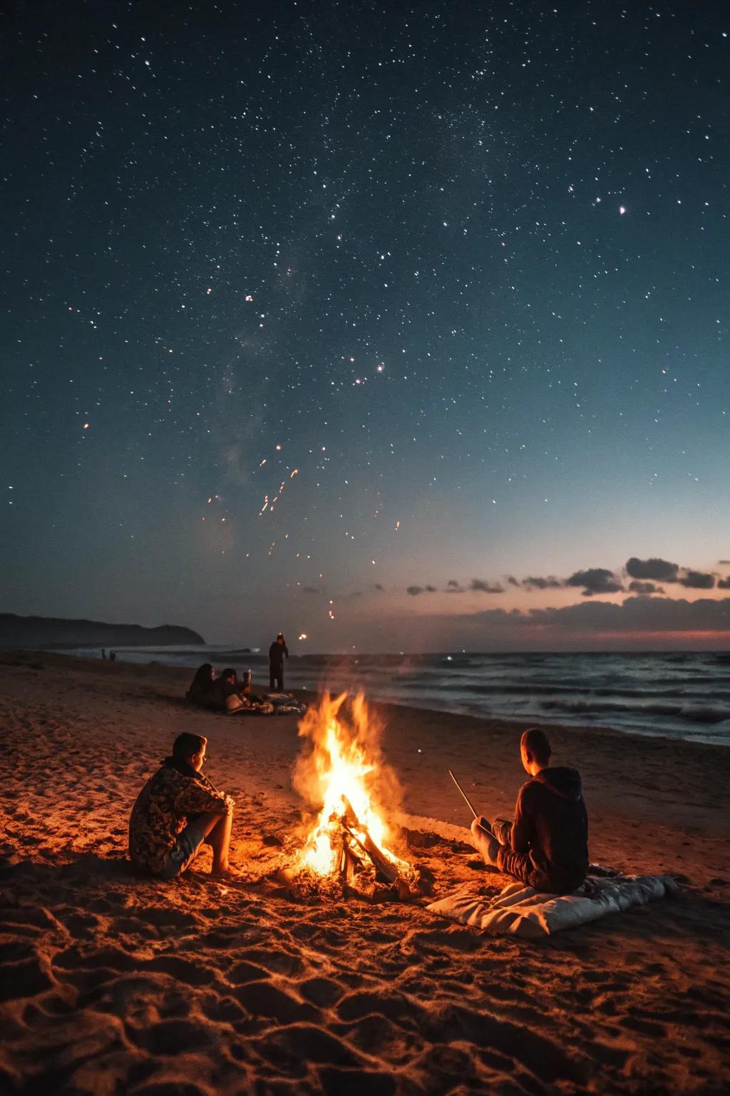 A bonfire under the stars is a serene and enchanting experience.