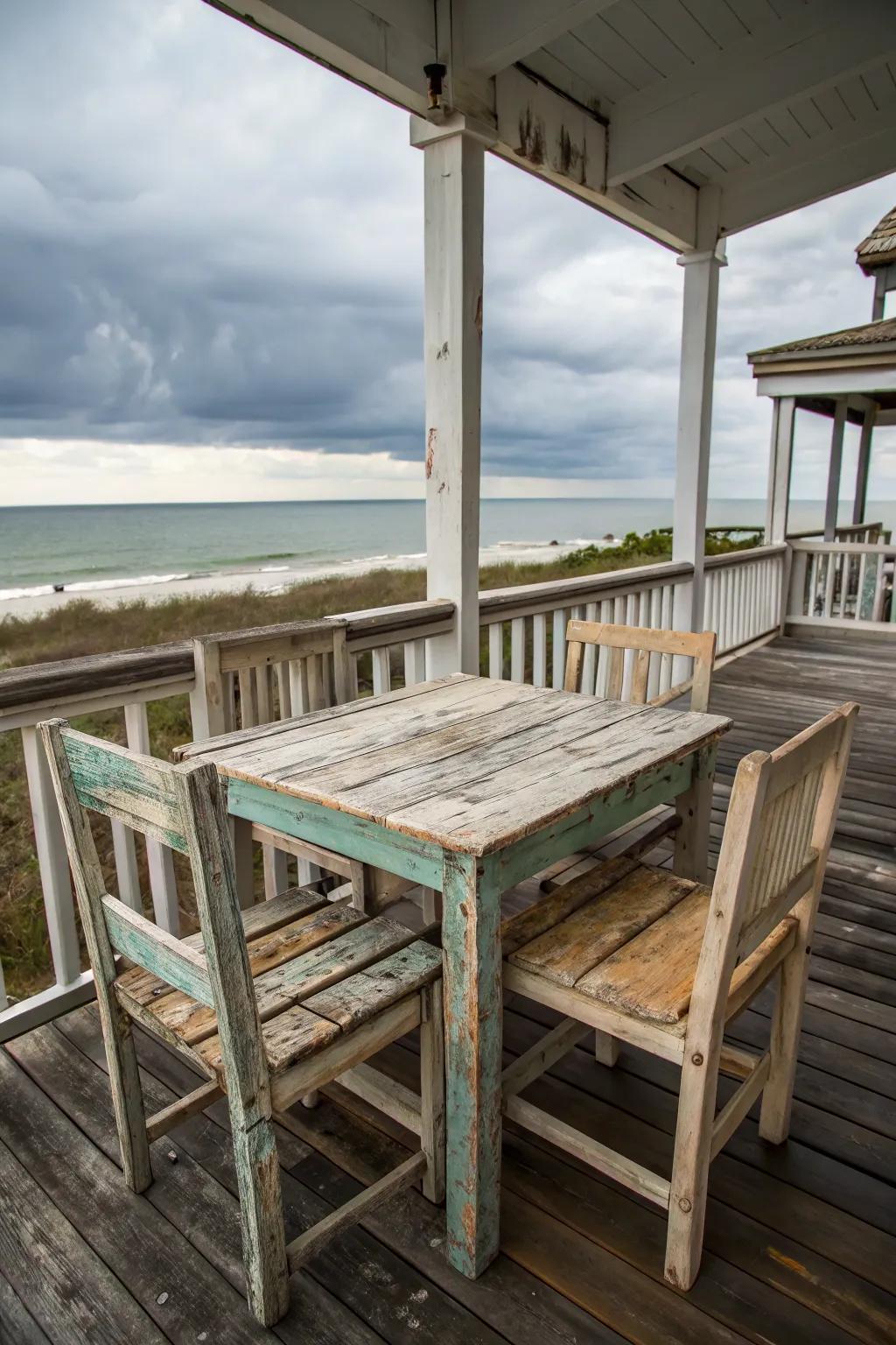 Weathered wood brings rustic charm to your porch.