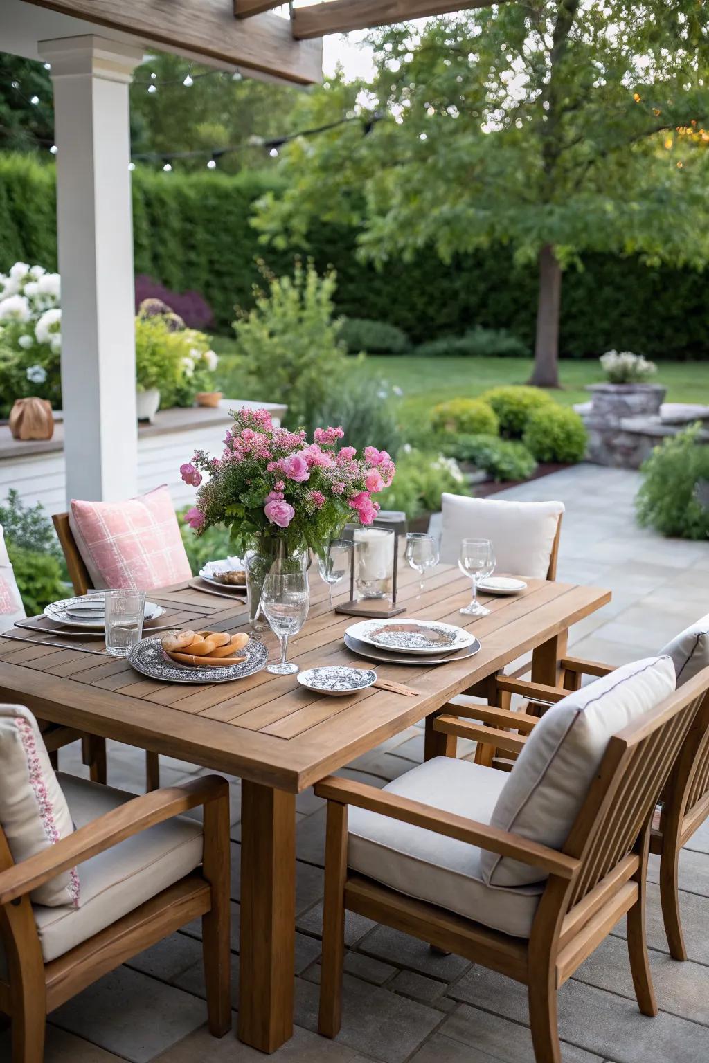 Dine under the sky with an inviting setup.