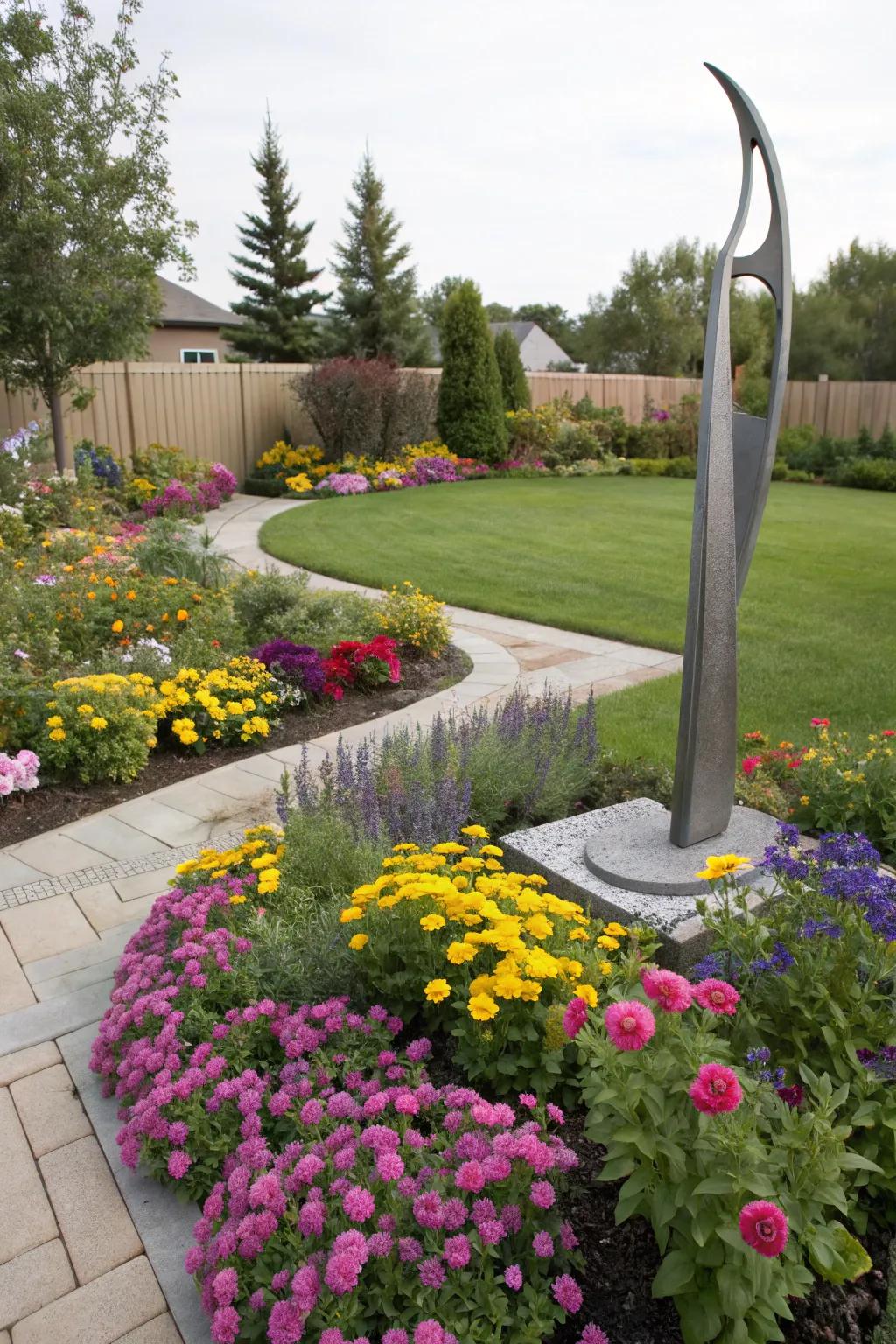Sculptures add a touch of artistry to your garden.