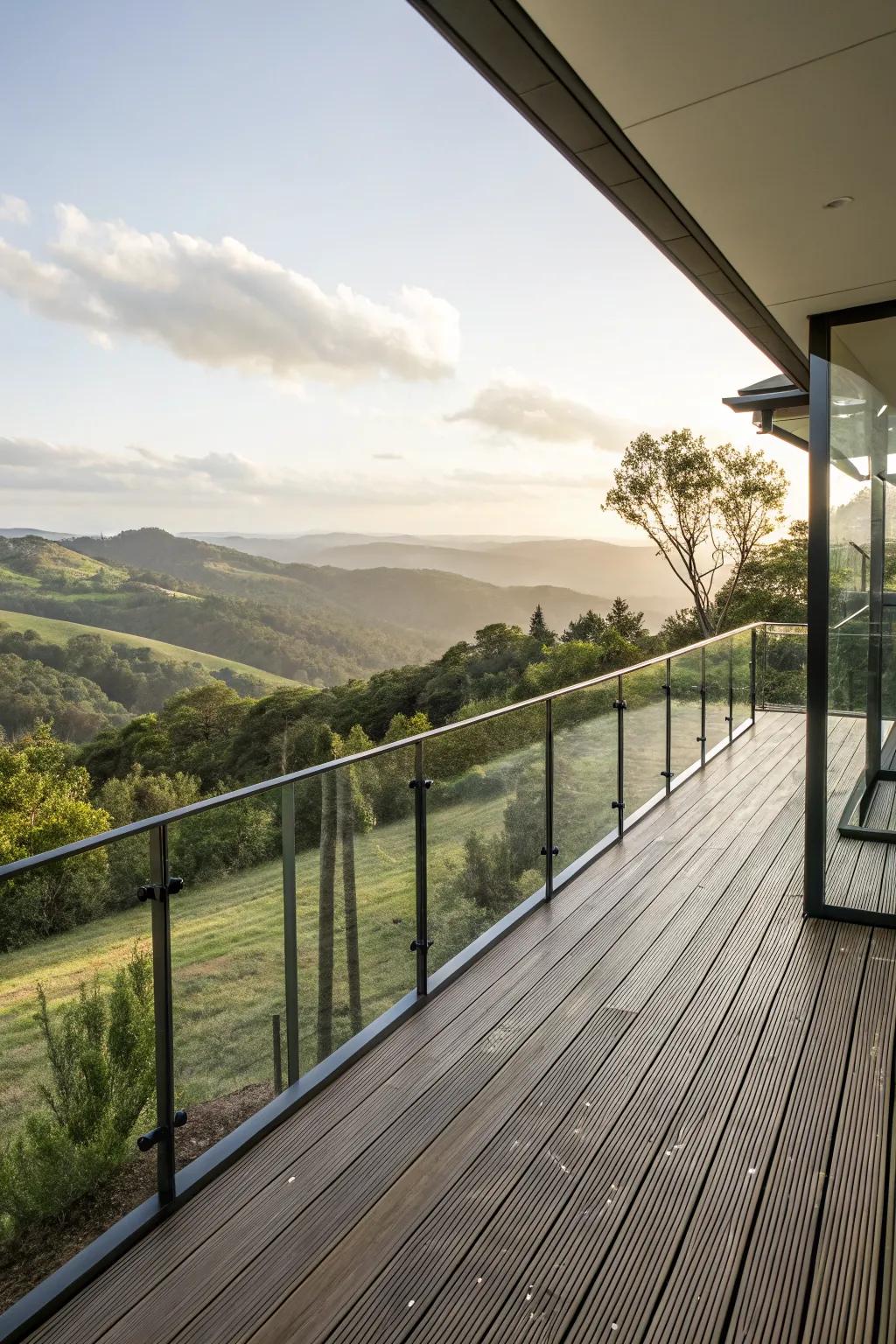 Mesh and glass railings that enhance the view without obstruction.