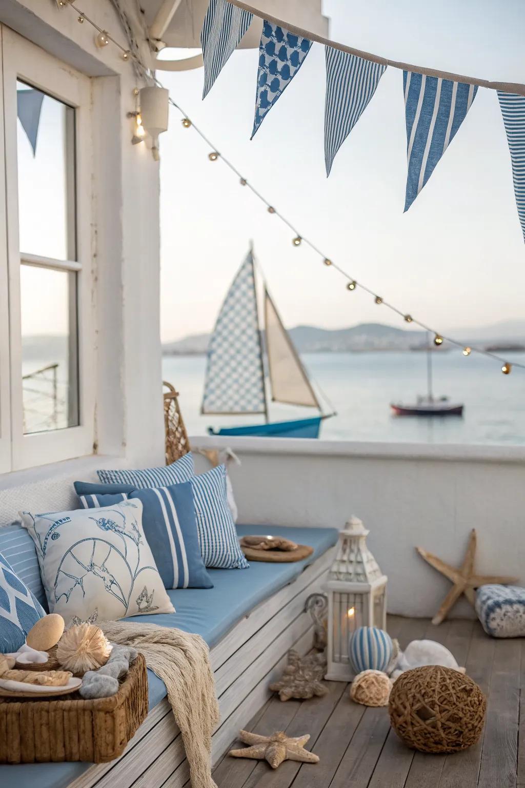A themed patio that evokes the feeling of a beachside retreat