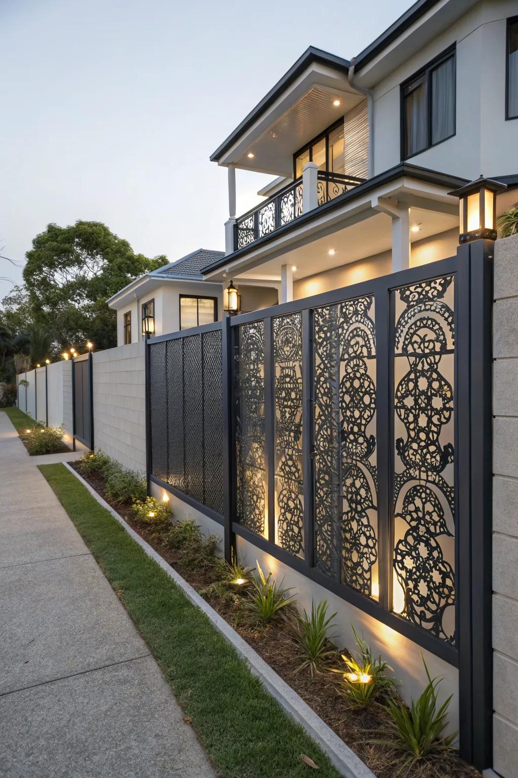 Laser-cut metal panels turn fences into art.