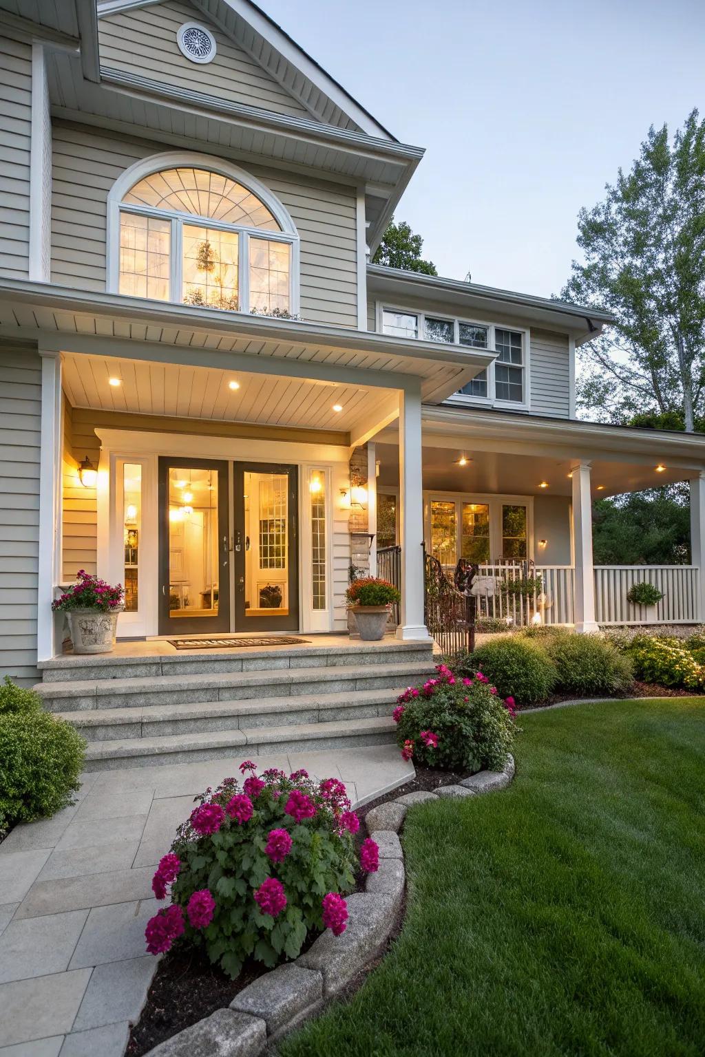 Glass doors for a bright entrance.