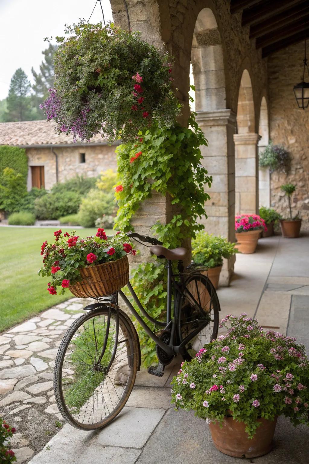 Add elegance to your courtyard with a bicycle planter.