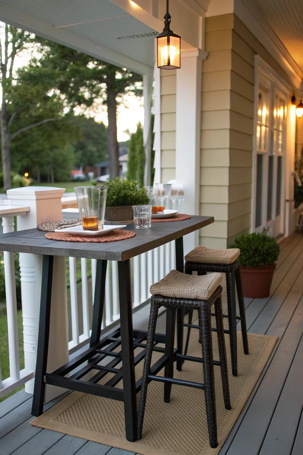 Functional furniture enhances your porch's usability.