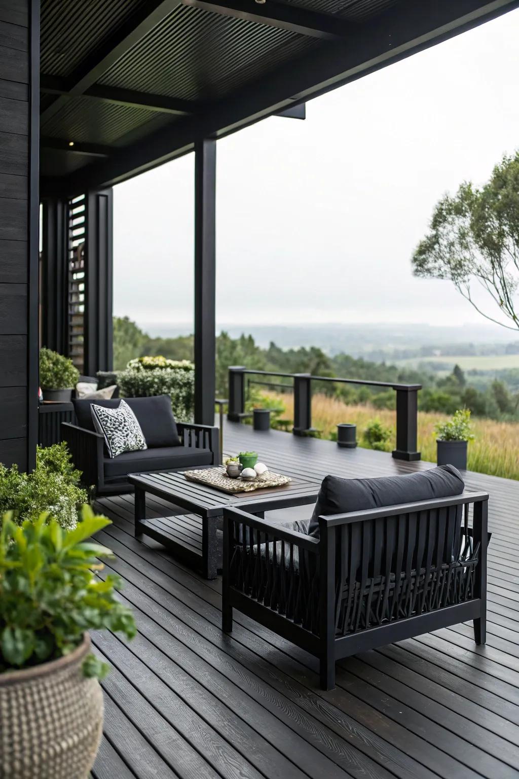 Go all in with a striking all-black deck design.
