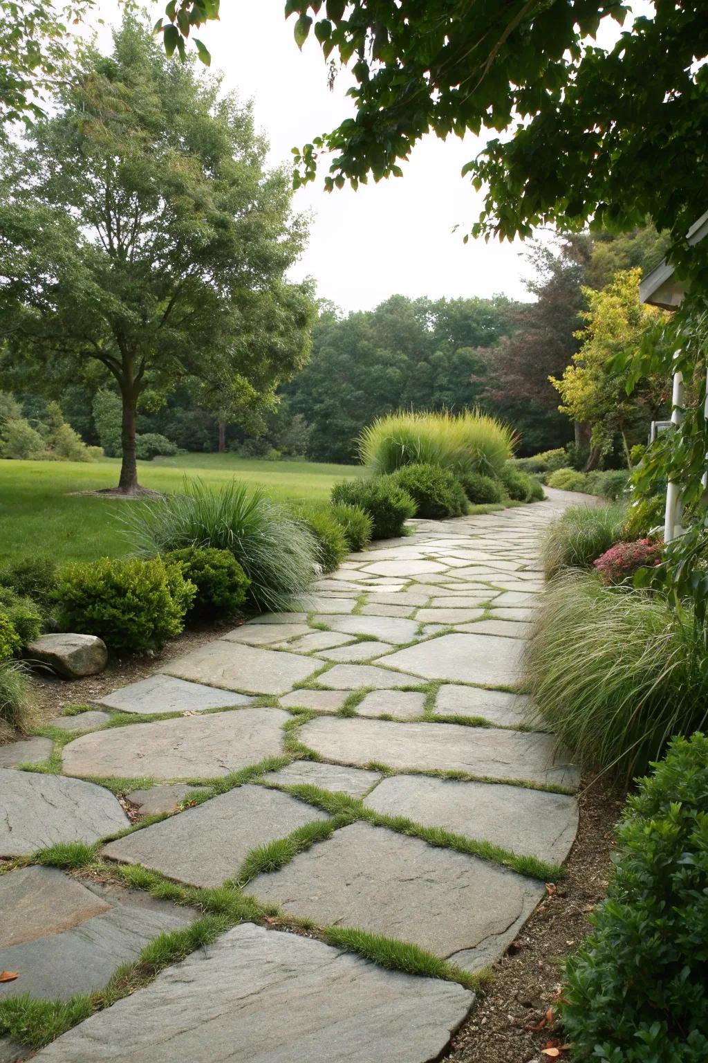 Natural stone for a rustic and durable driveway.