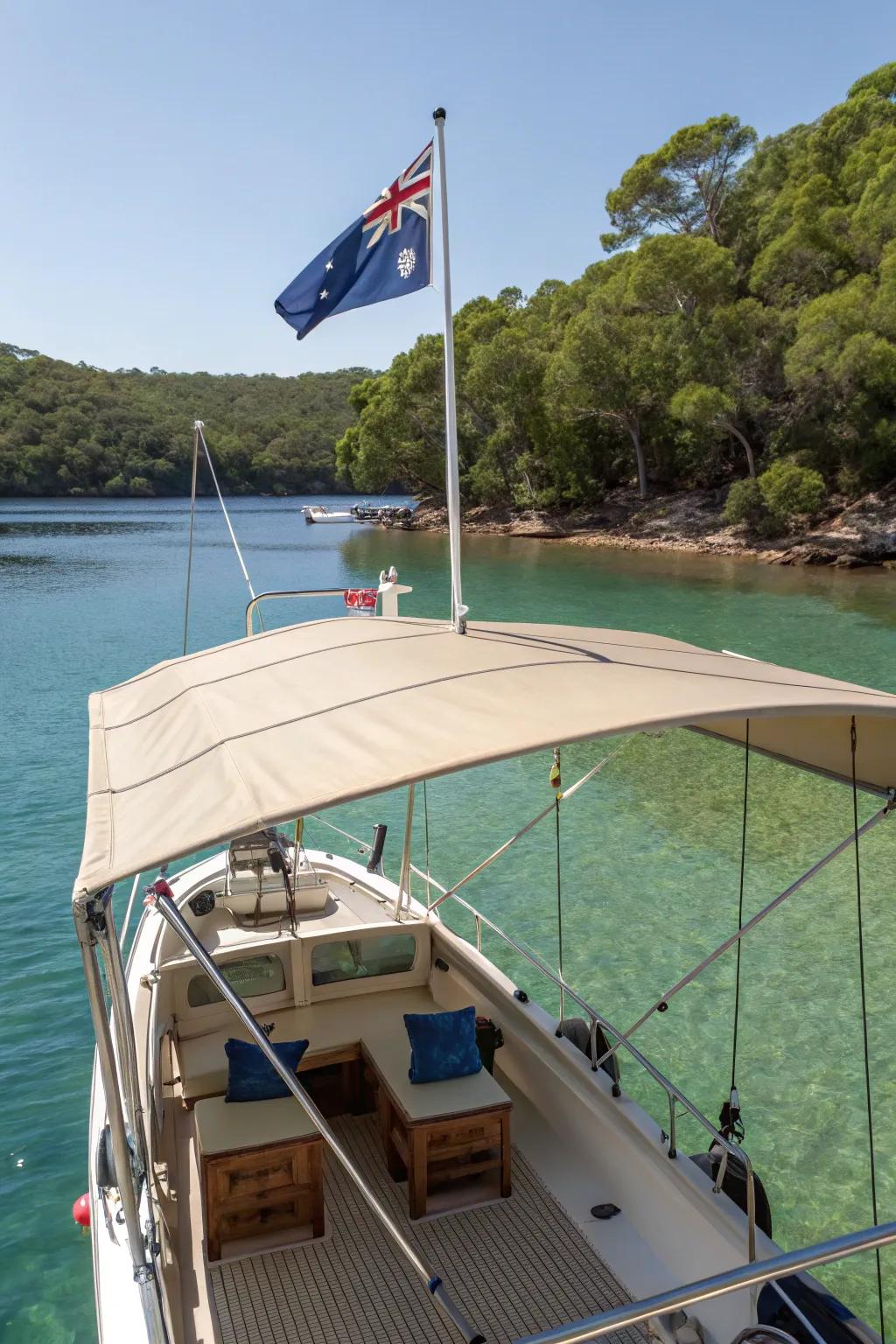 Flagpoles and rod holders make for innovative shade supports.