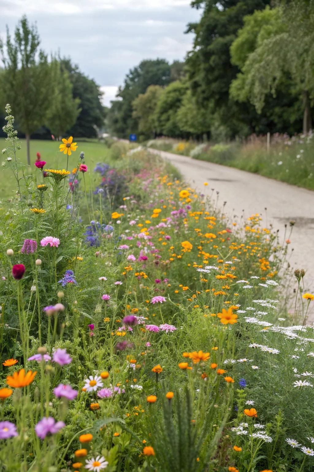 A vibrant wildflower meadow buzzing with life.