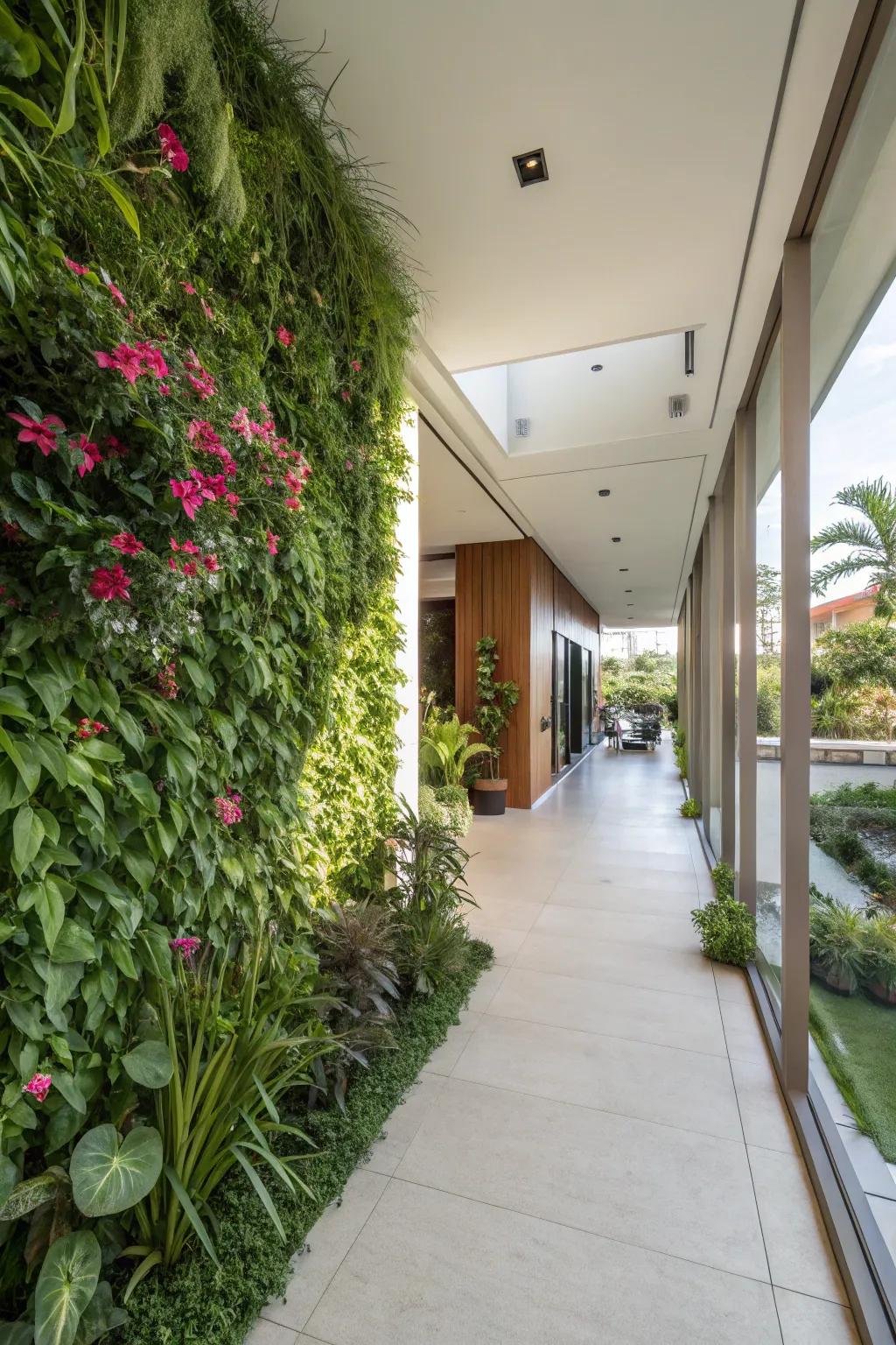 Add a touch of nature with a vertical garden wall.