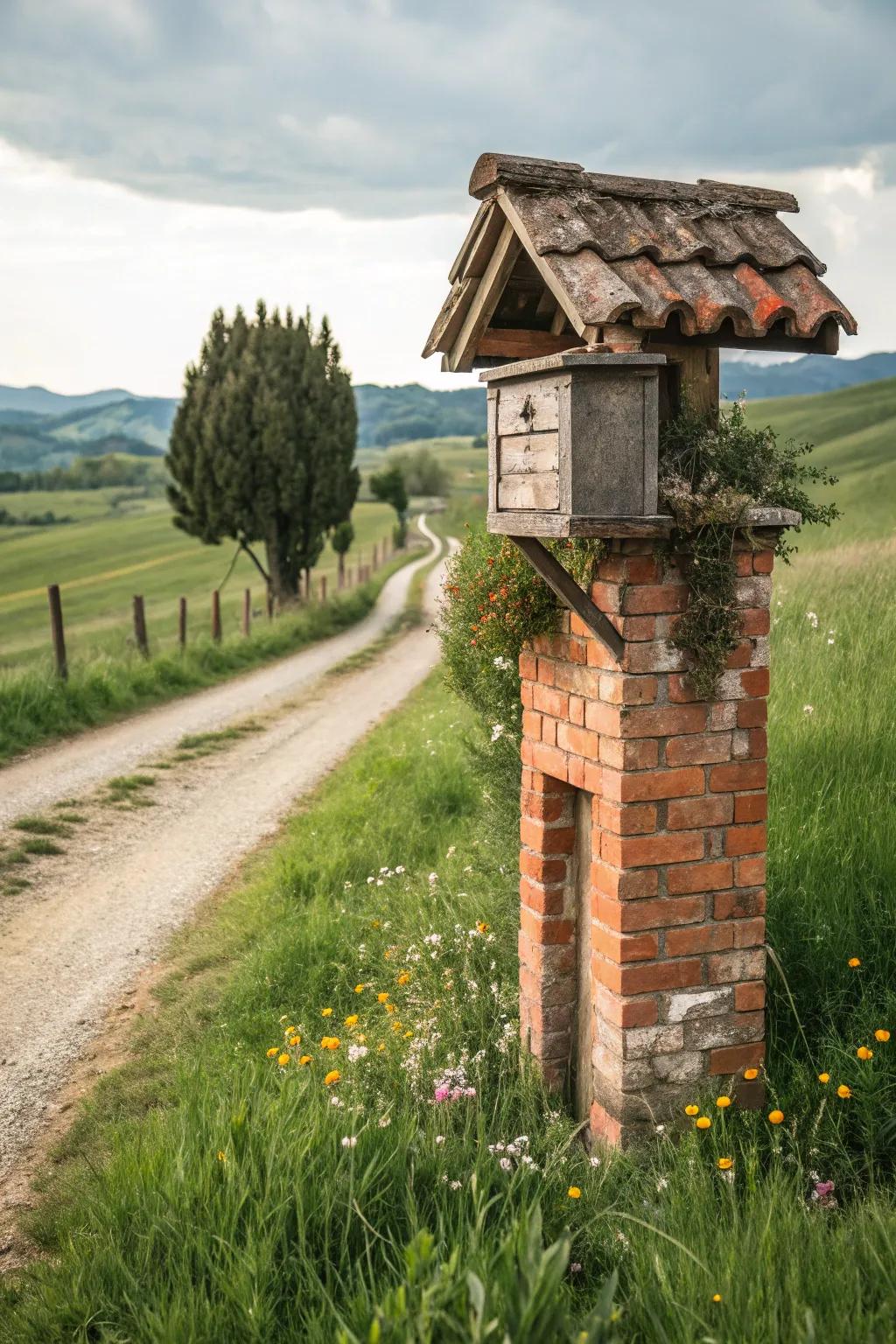Blend materials with rustic wood accents on your mailbox.