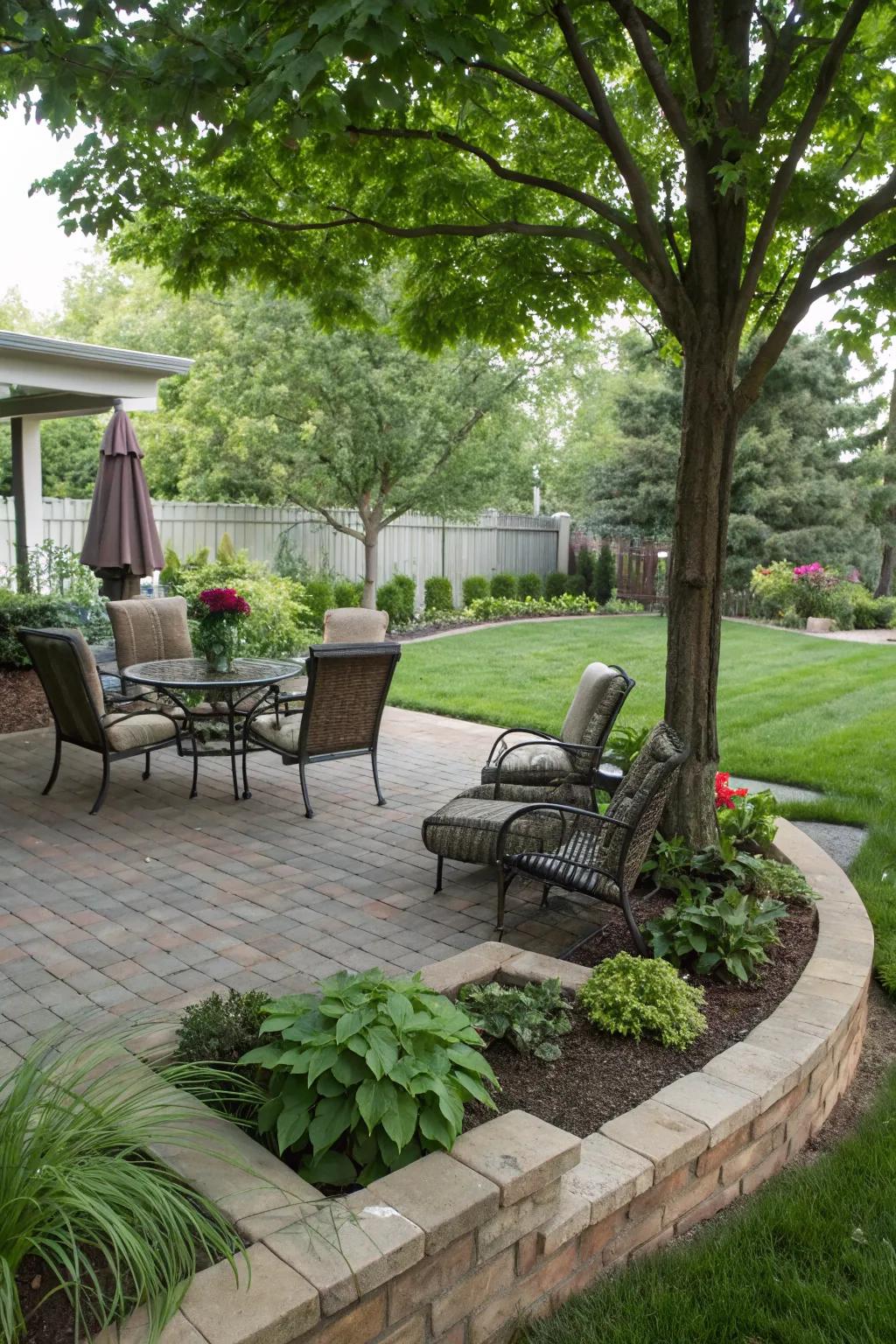 Enhance your seating area with a brick paver border.