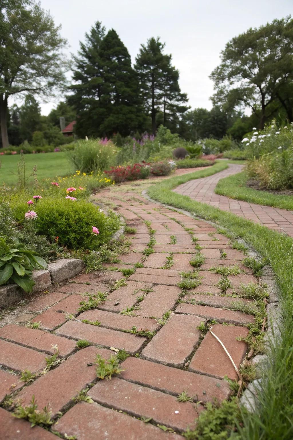 A harmonious blend of greenery and brick for a natural look.