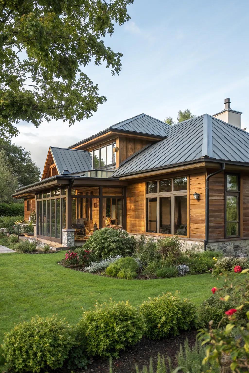 A bungalow blending traditional architecture with modern design.