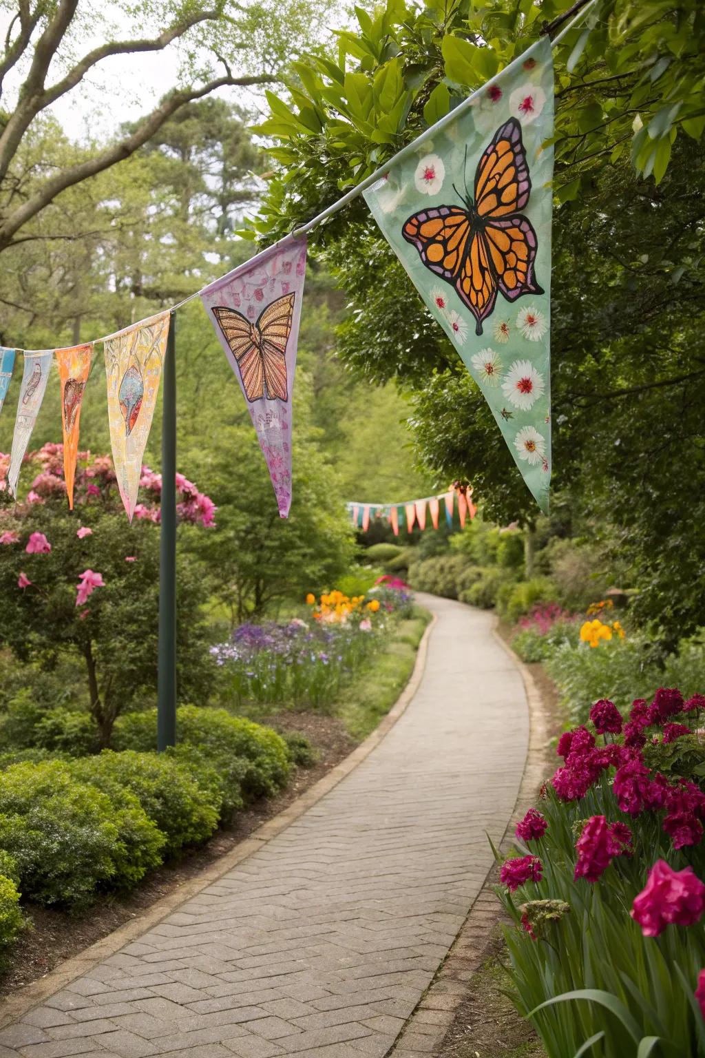 Welcome guests with vibrant butterfly garden flags.