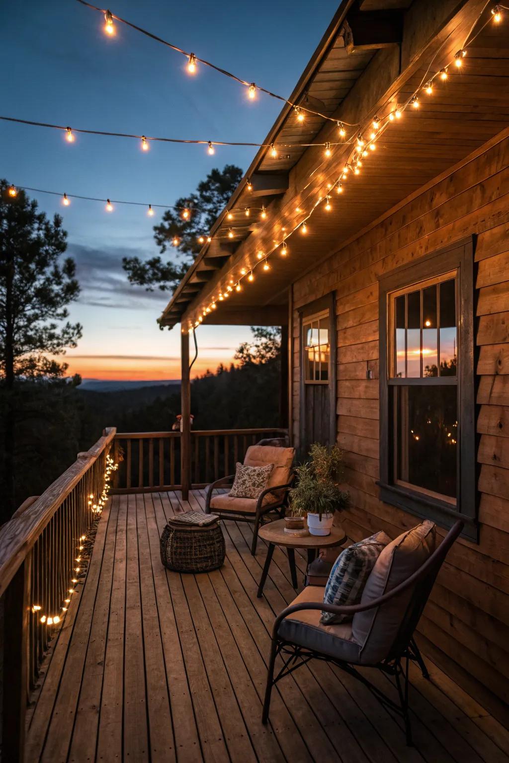 String lights create a magical ambiance.