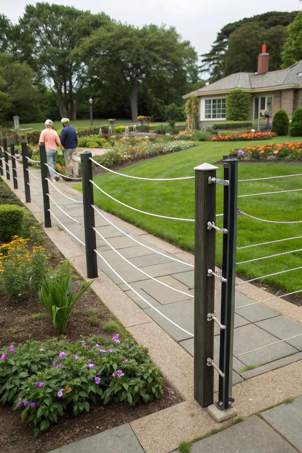 This gate creatively divides garden spaces.