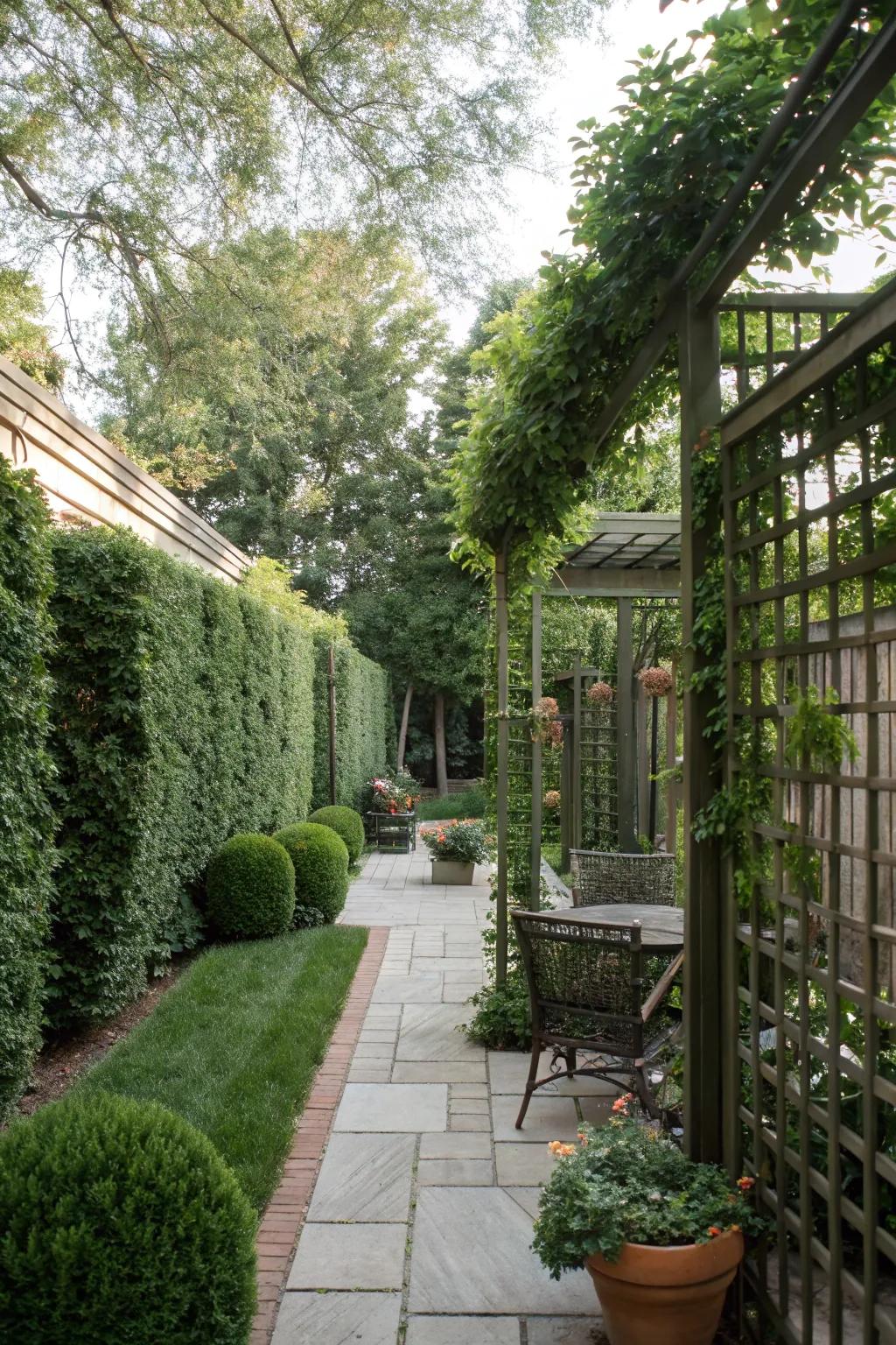 Enjoy your backyard sanctuary with lush and private greenery.