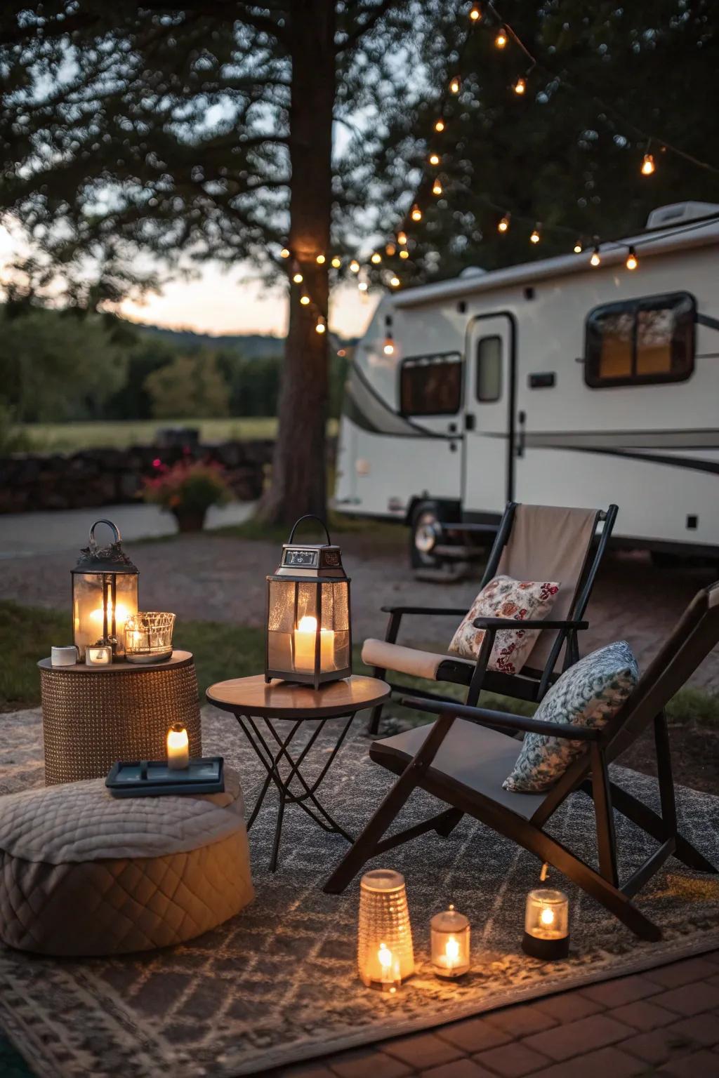 Create a warm atmosphere with charming lantern accents.
