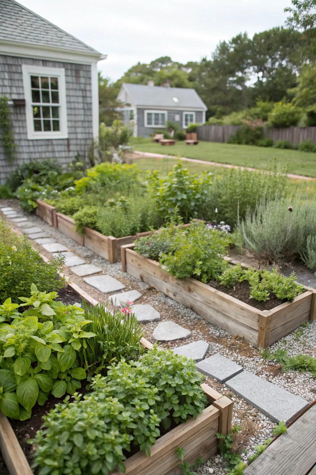 Herb garden providing fresh flavors and aromas.