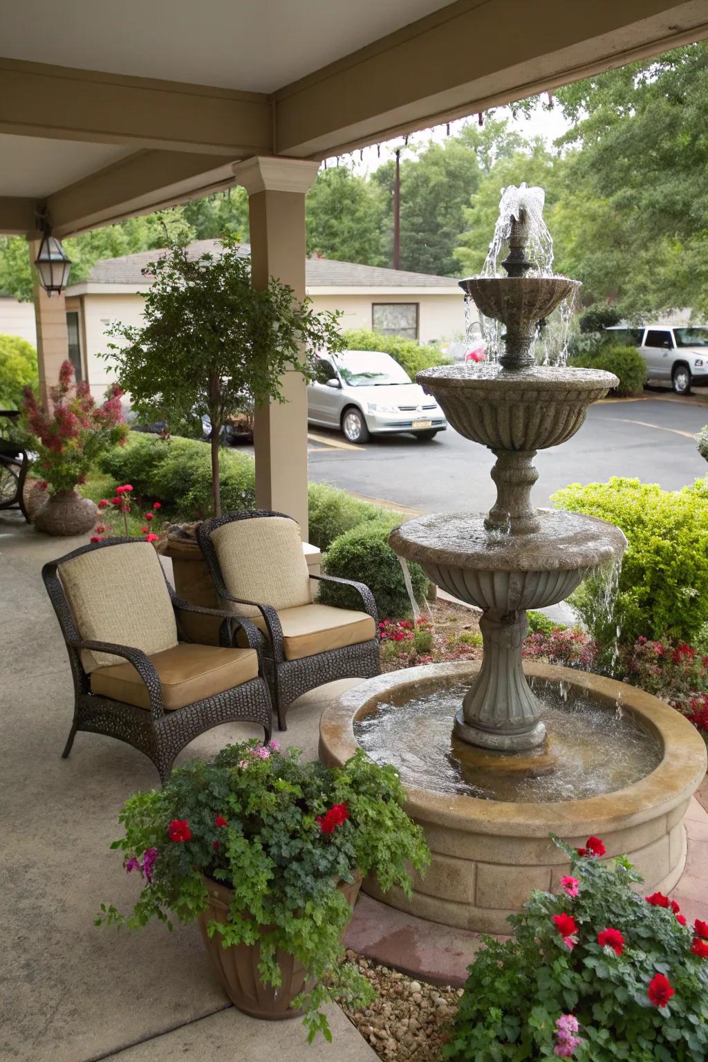 Bring tranquility to your carport with a water feature.