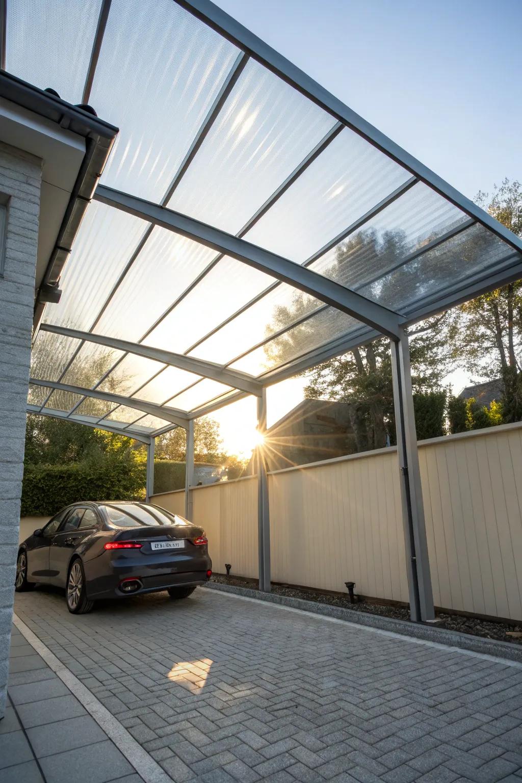 Fiberglass panels provide versatile privacy with a modern touch.