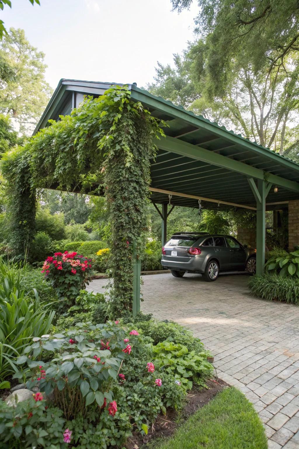 Green roofs add ecological value and visual interest to carports.