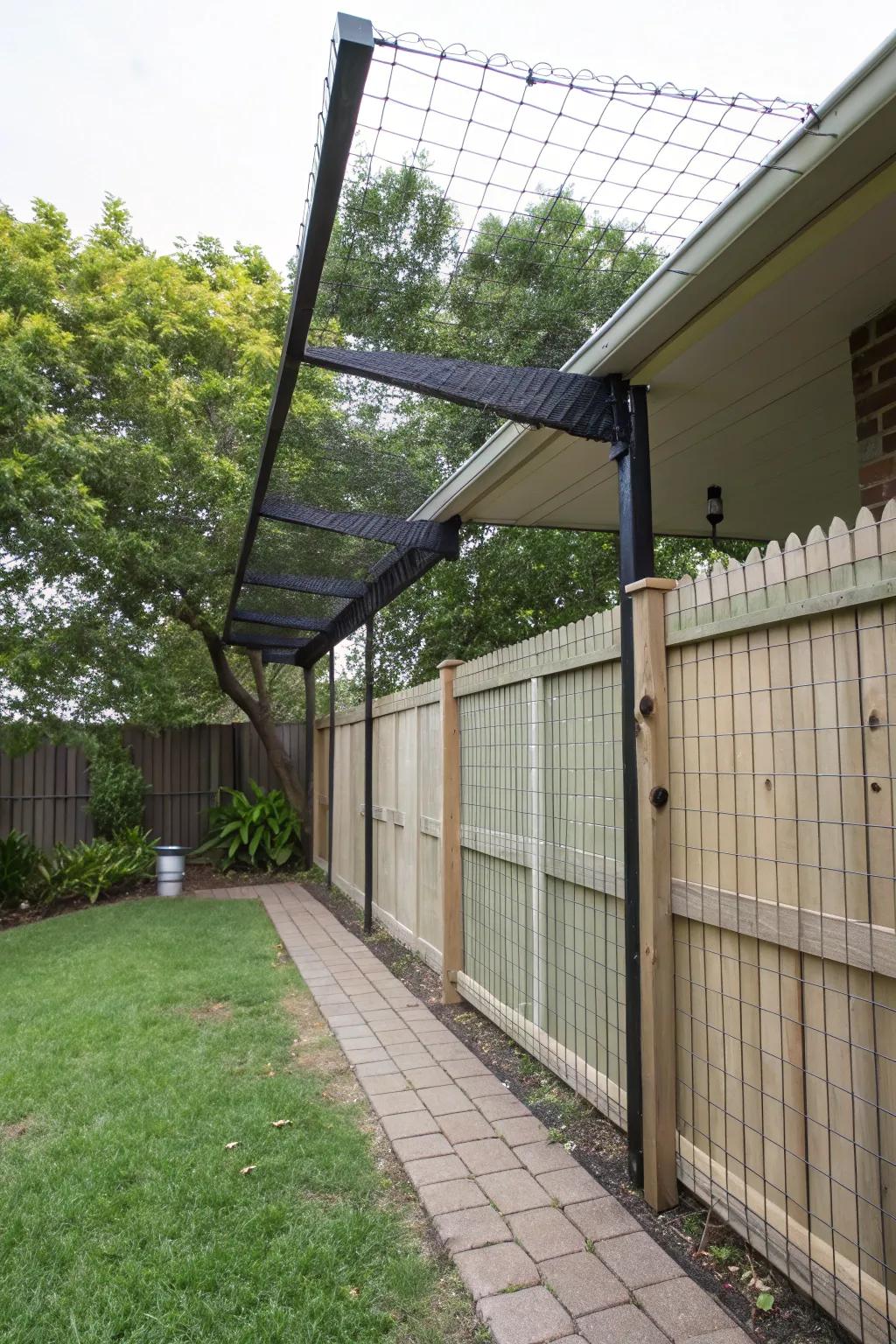 Mesh and bracket combinations effectively prevent feline escapes.