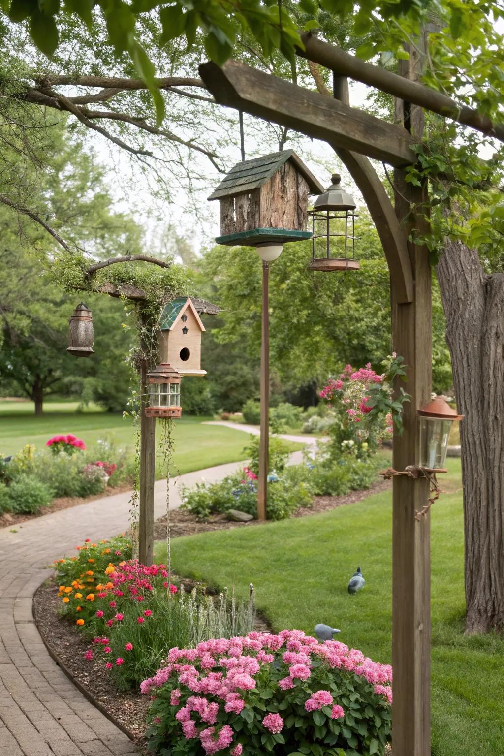A delightful scene for cats to observe birds and nature.