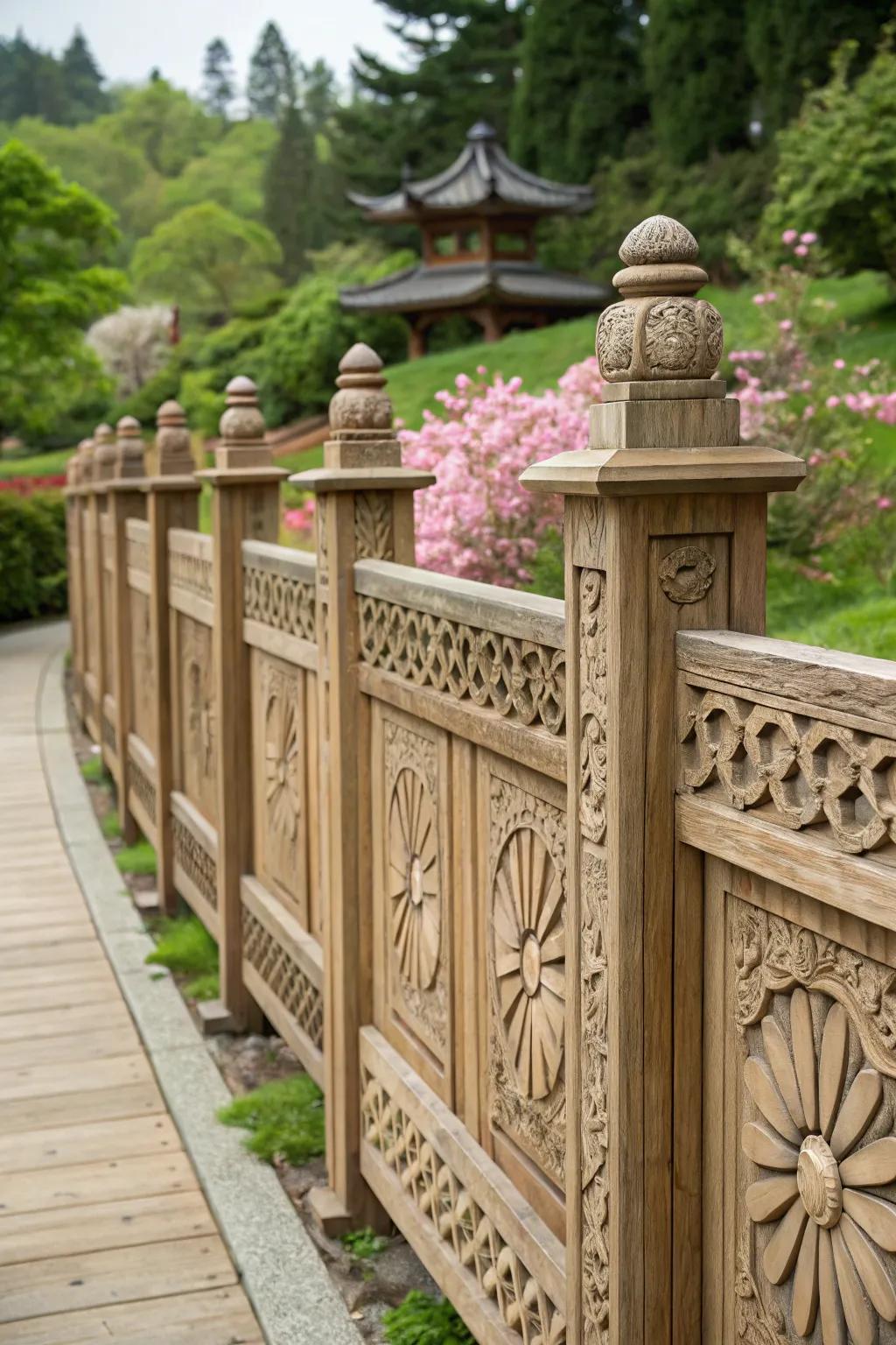 Decorative elements on cedar fences add personal flair.