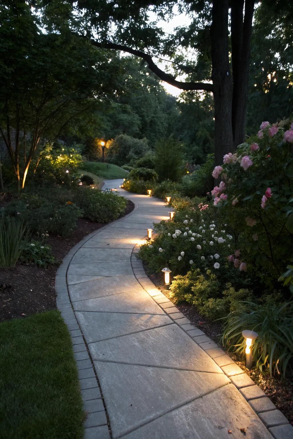 Lighting enhances safety and adds a magical nighttime glow.