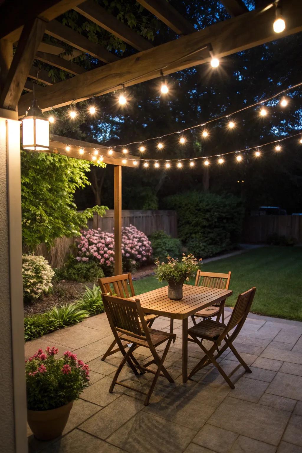 Illuminate your space with string lights.