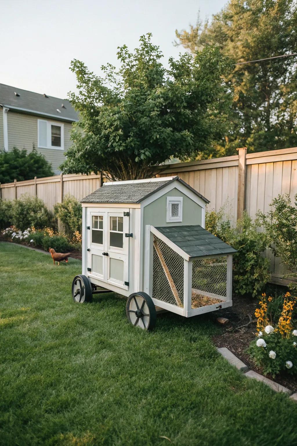 Portable coops allow you to offer fresh grazing spots easily.