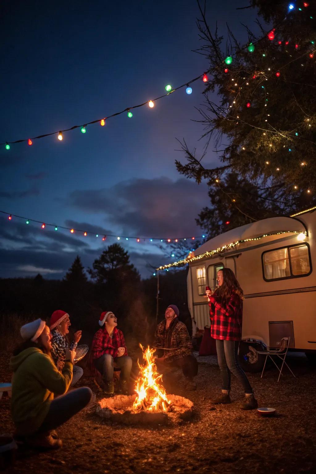 Karaoke night brings holiday cheer to your campsite.