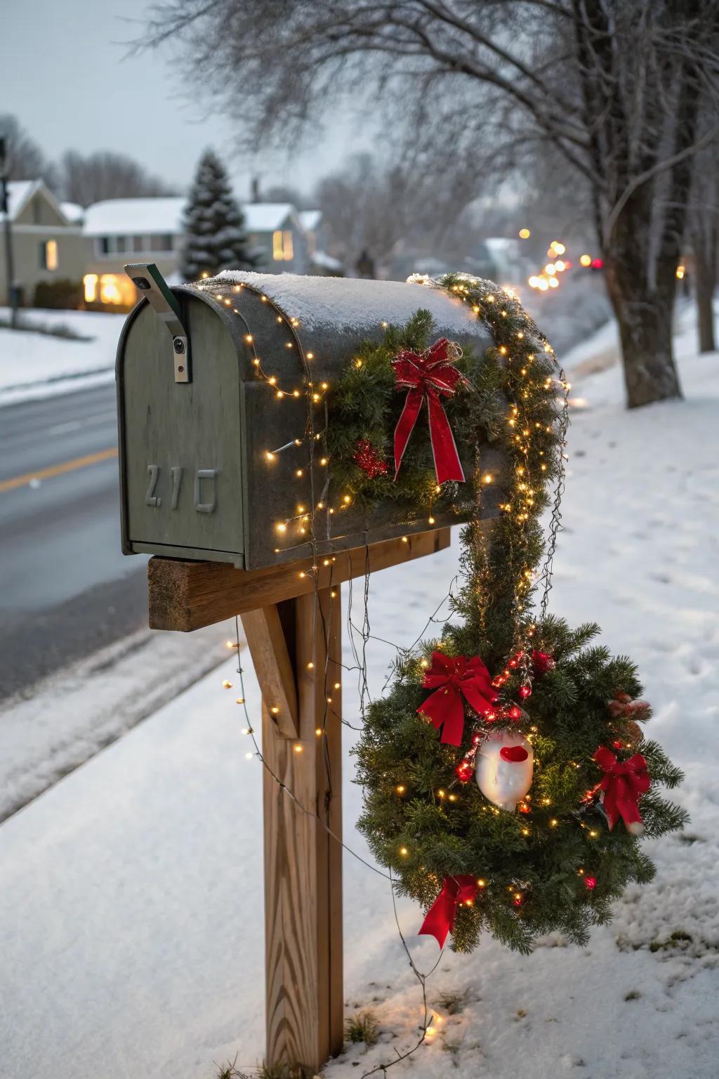 A wreath adds classic charm to your mailbox decor.