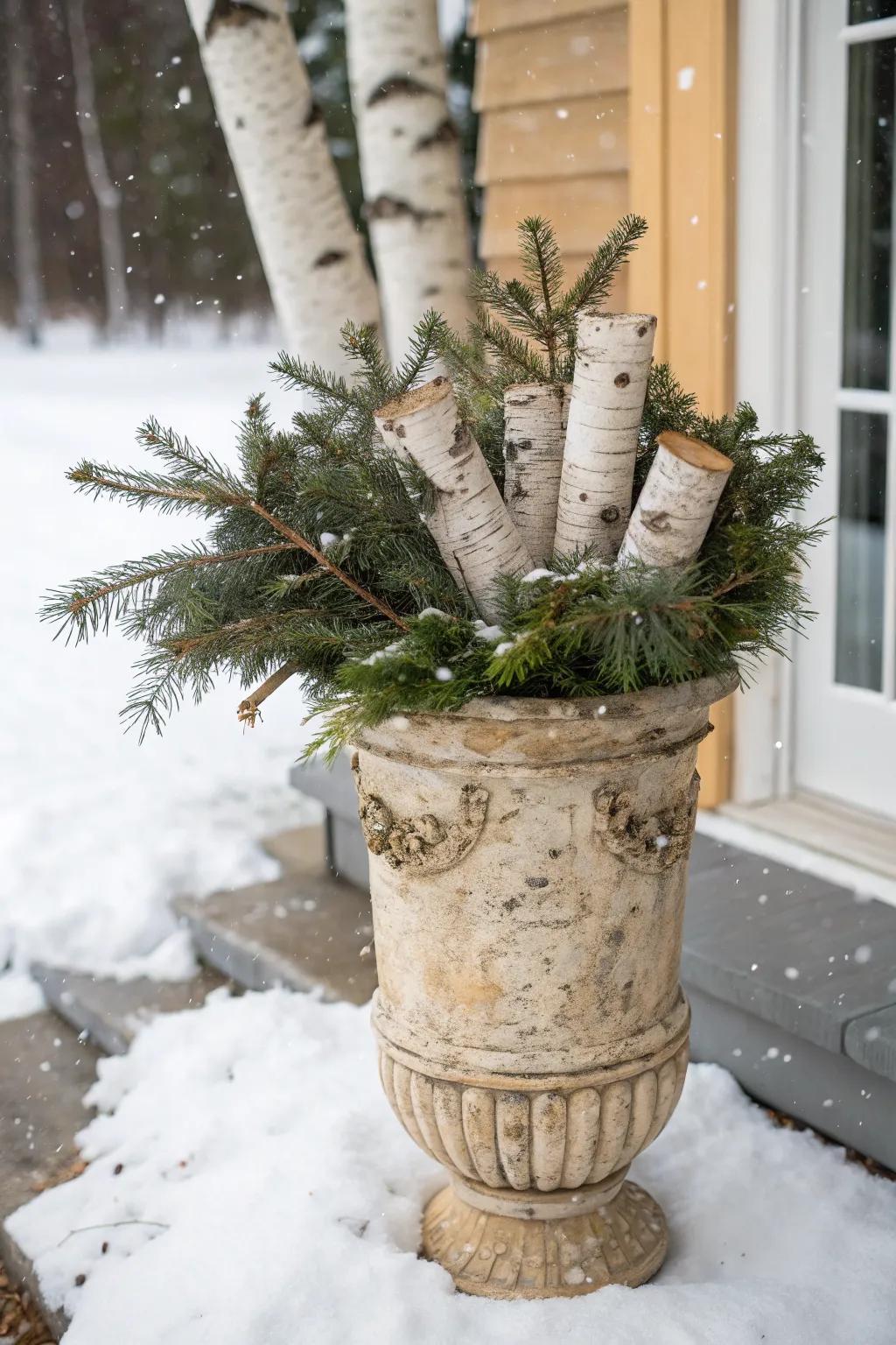 Birch logs make a bold statement.