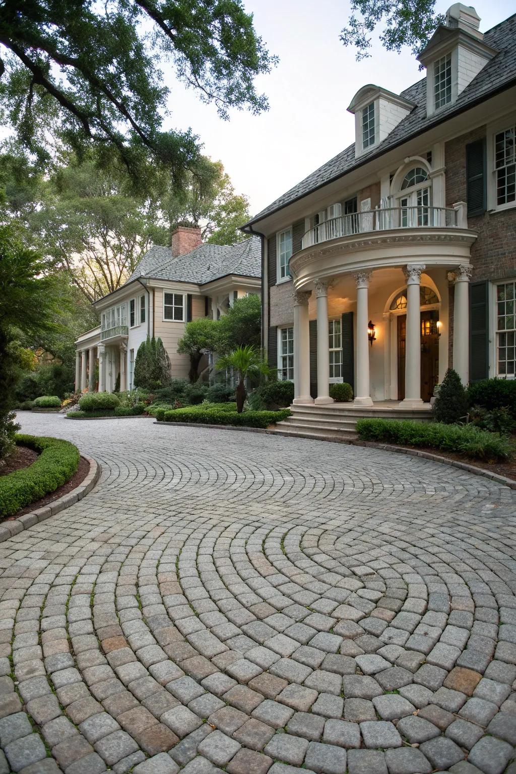 Cobblestones bring timeless elegance to any driveway.