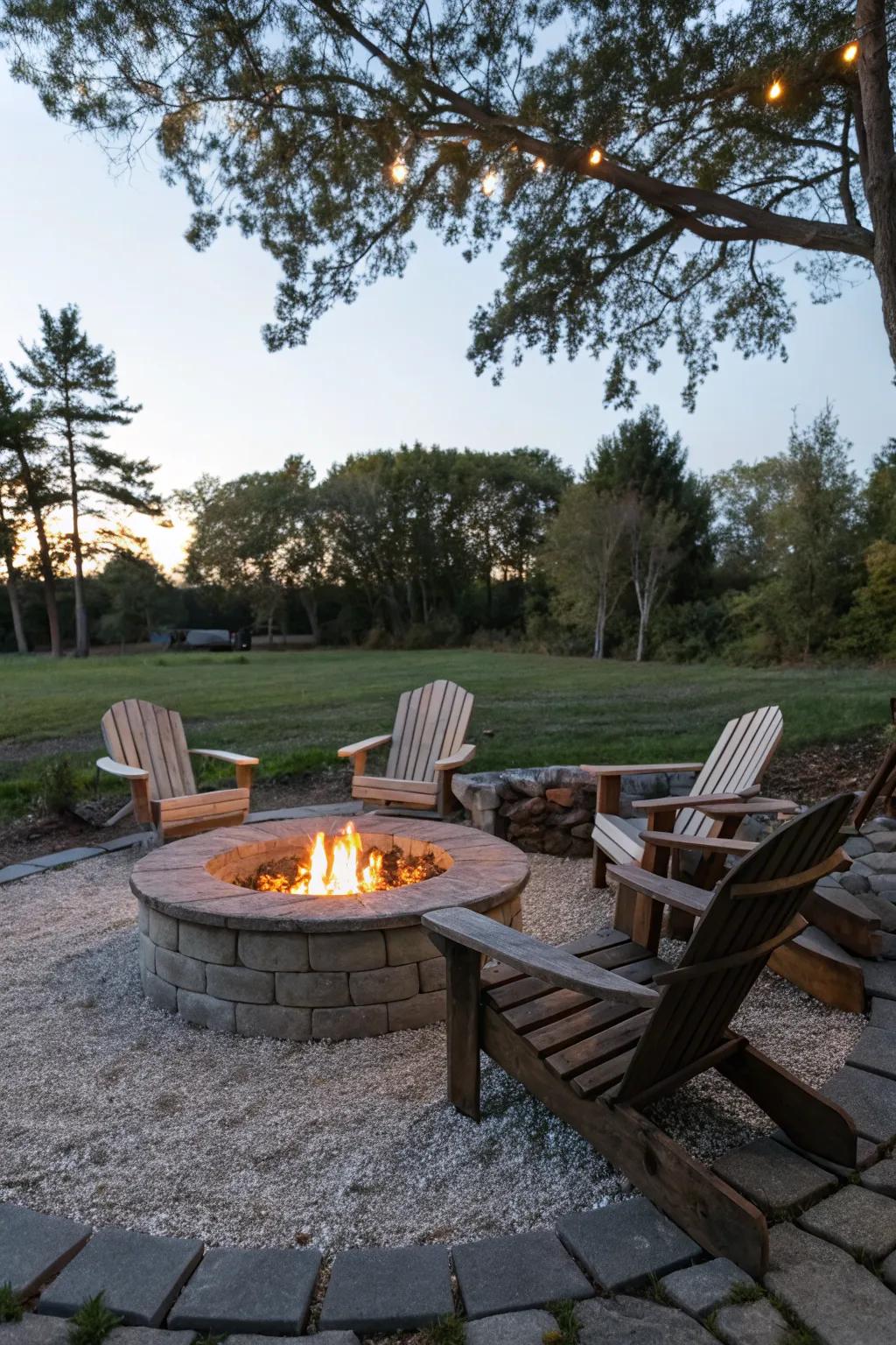 Gravel bases are a natural and low-maintenance choice for fire pits.