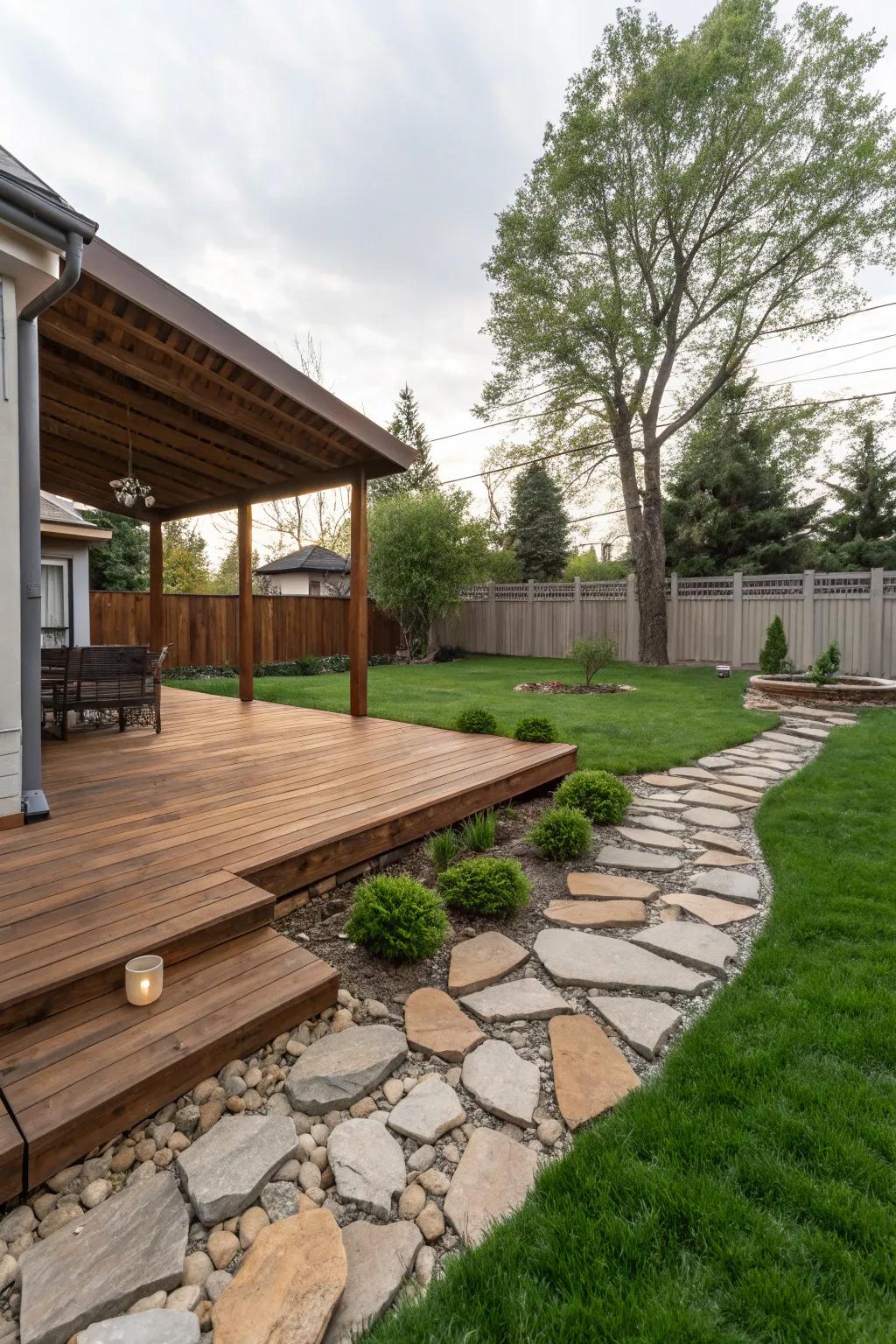 Natural materials enhance the coastal feel of your backyard.