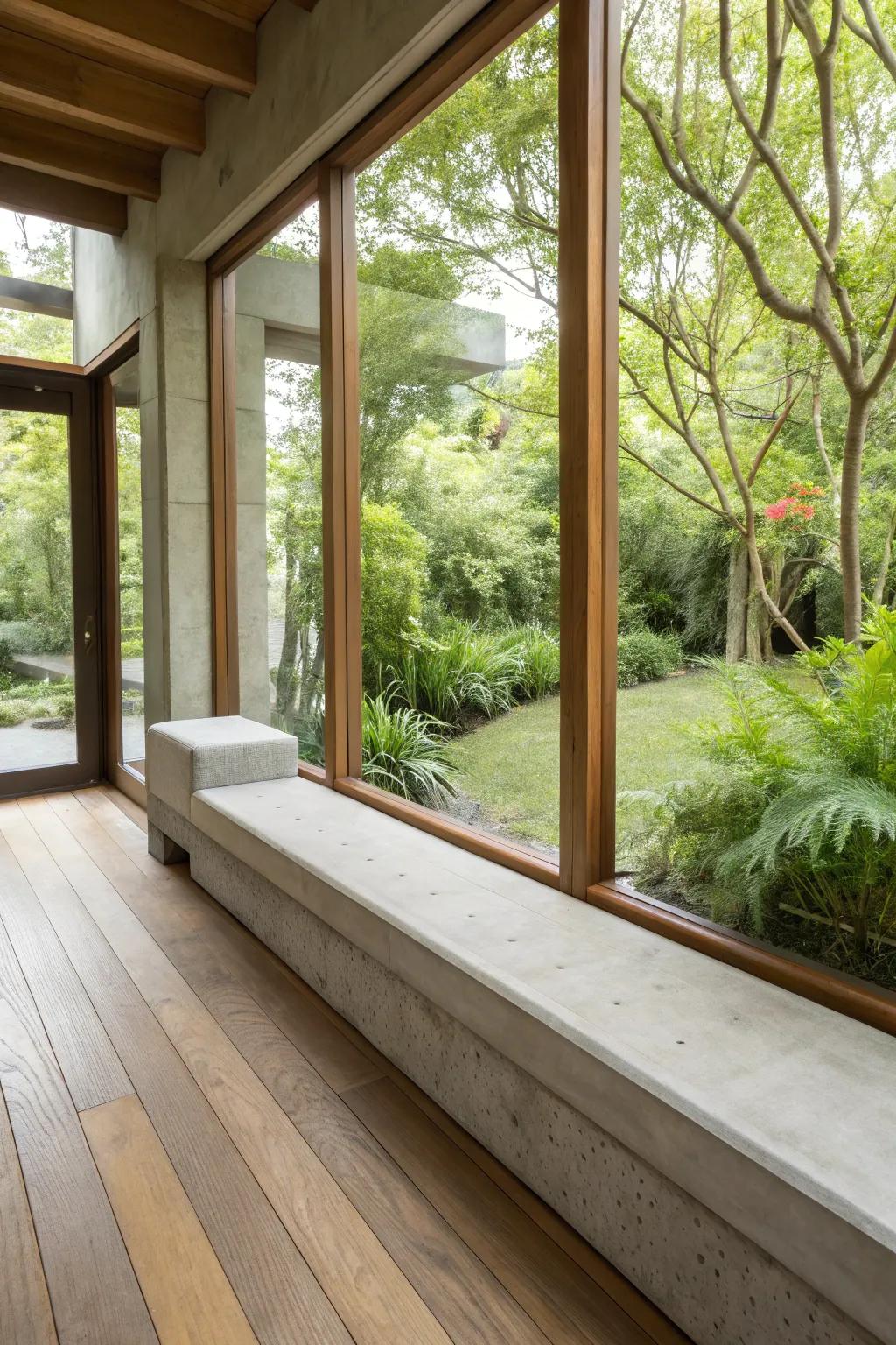 Seamless indoor-outdoor transitions with a versatile concrete bench.