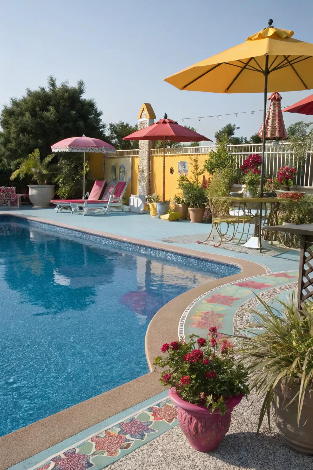 Acrylic coatings ensure a durable and vibrant pool deck.