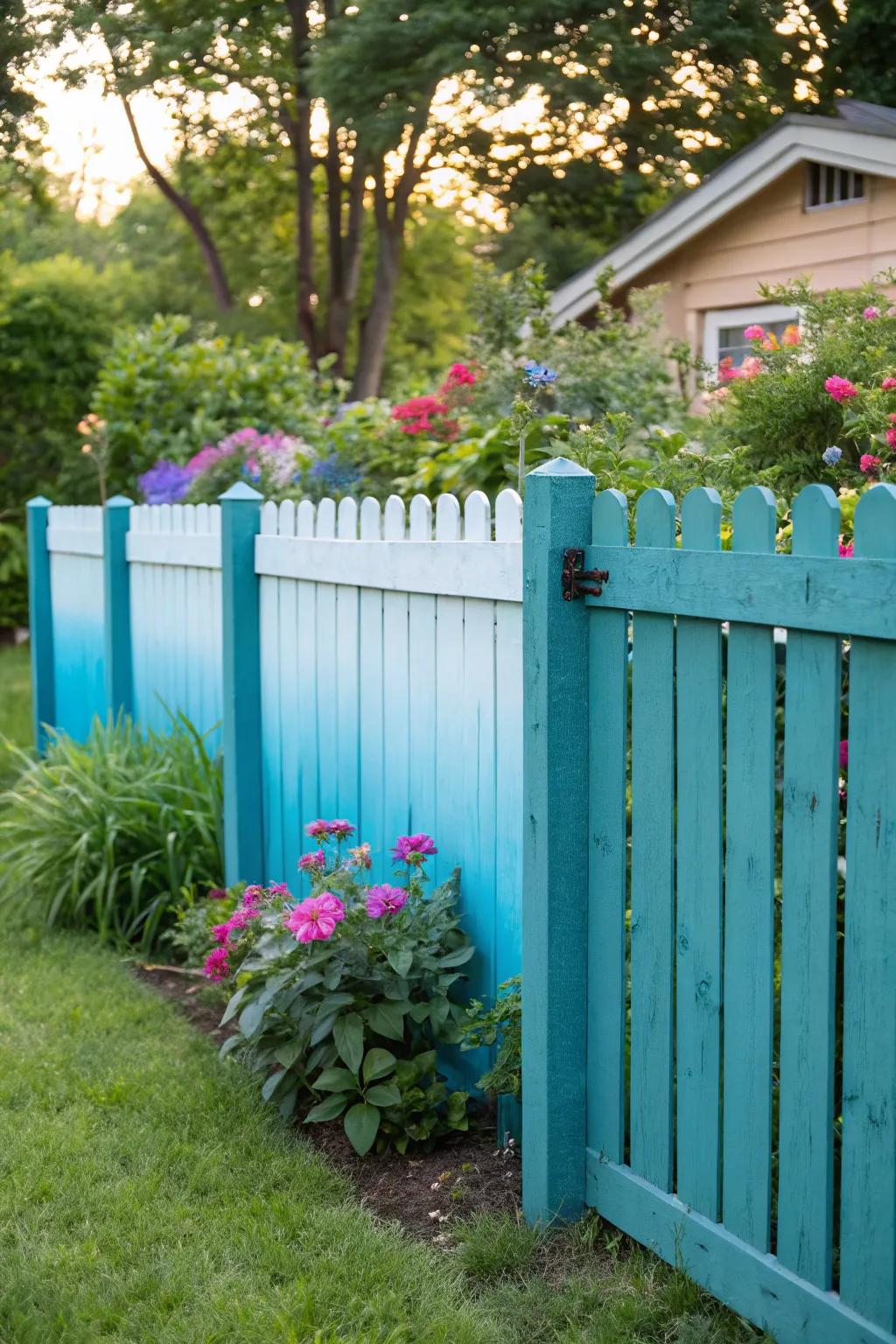 Create a serene atmosphere with an ombre fence design.