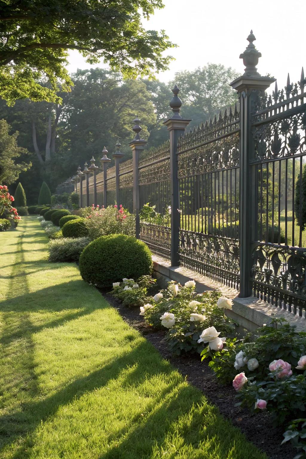 Vintage ironwork adds timeless elegance to your privacy fence.