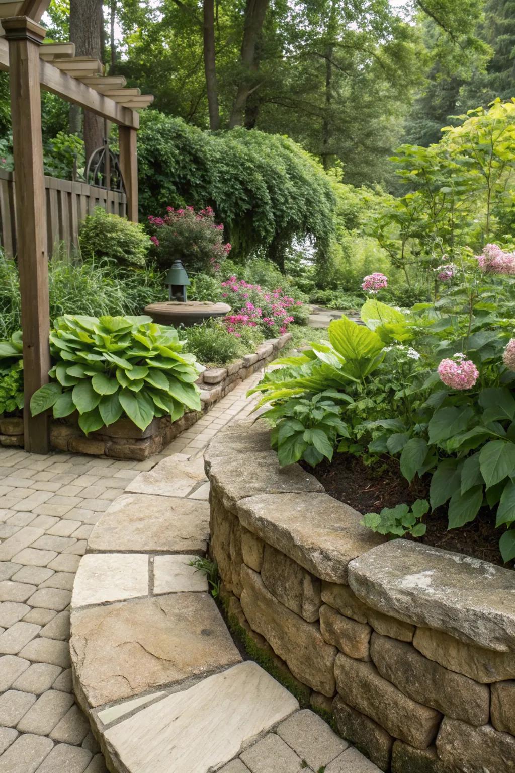 Add rustic charm with natural stone edging in your garden corner.