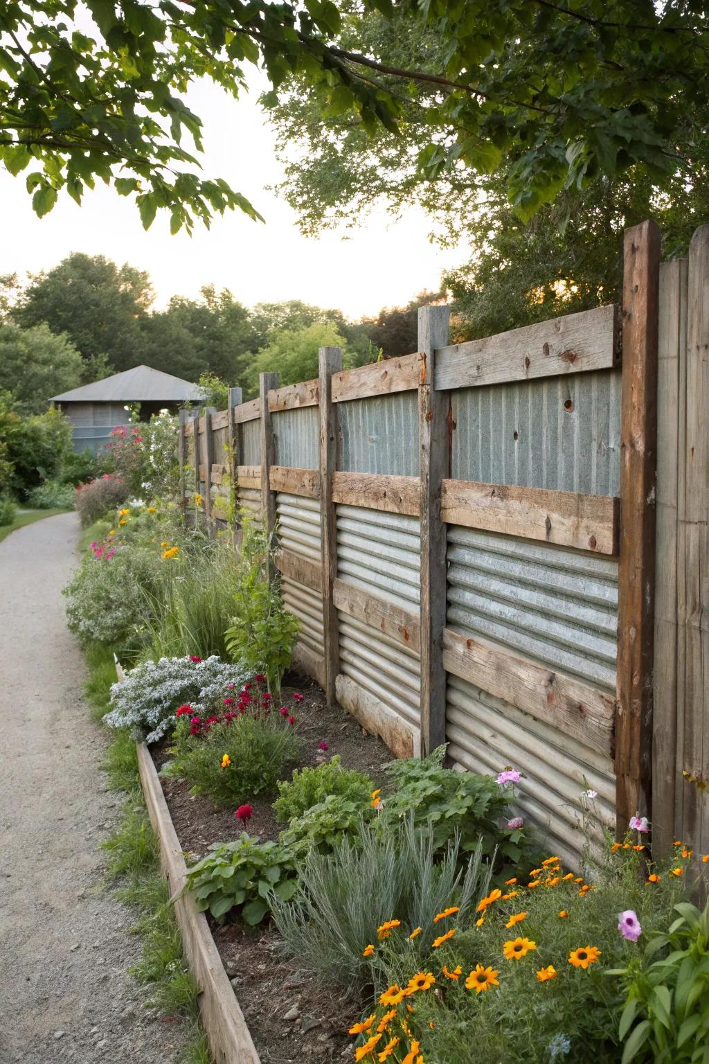 Combine recycled wood with metal for an eco-friendly fencing solution.